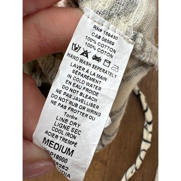 Elan Tropical Printed Cinched Long Sleeve Tunic Cotton Top Womens Medium - Picture 5 of 8